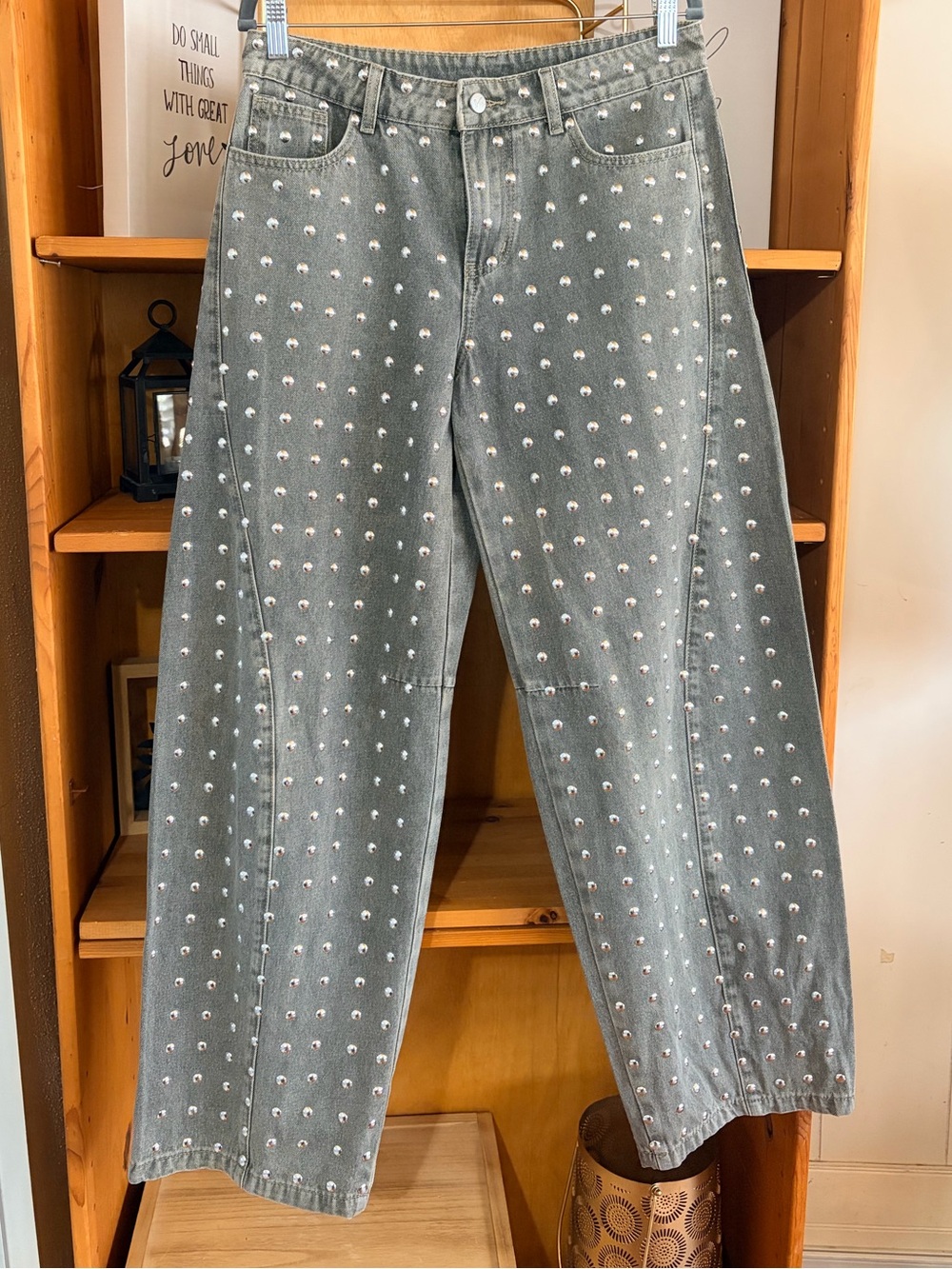 Anthro Style Boho Revival 🔥Studded Barrels Wide-Leg Women's Jeans -💥 - Picture 3 of 9